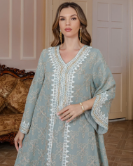New Arrival Embroidered Floral Dress Ethnic Women's Apparel Elegant Embroidered Midi Dress