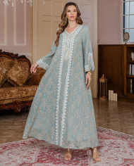 New Arrival Embroidered Floral Dress Ethnic Women's Apparel Elegant Embroidered Midi Dress