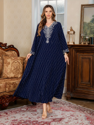 Embroidered Rhinestone Robe for Party and Dinner