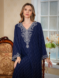 Embroidered Rhinestone Robe for Party and Dinner