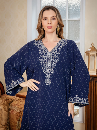 Embroidered Rhinestone Robe for Party and Dinner