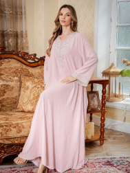 Embroidered Rhinestone Robe for Party and Dinner