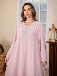 Embroidered Rhinestone Robe for Party and Dinner
